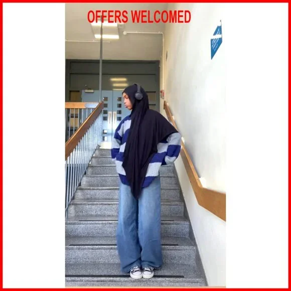 Oversized Striped Pullover Sweater, Crewneck Knit Top, Long Sleeve - Picture 7 of 7